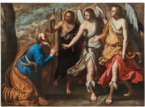 Artemisia Gentileschi Abraham and the Three Angels painting